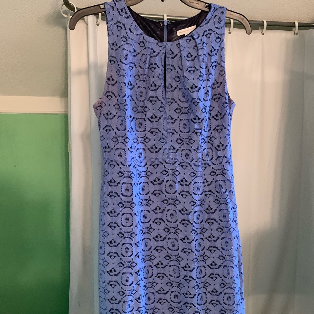 Lace Blue Summer Dress - NY & Co - Size 6 -Keyhole